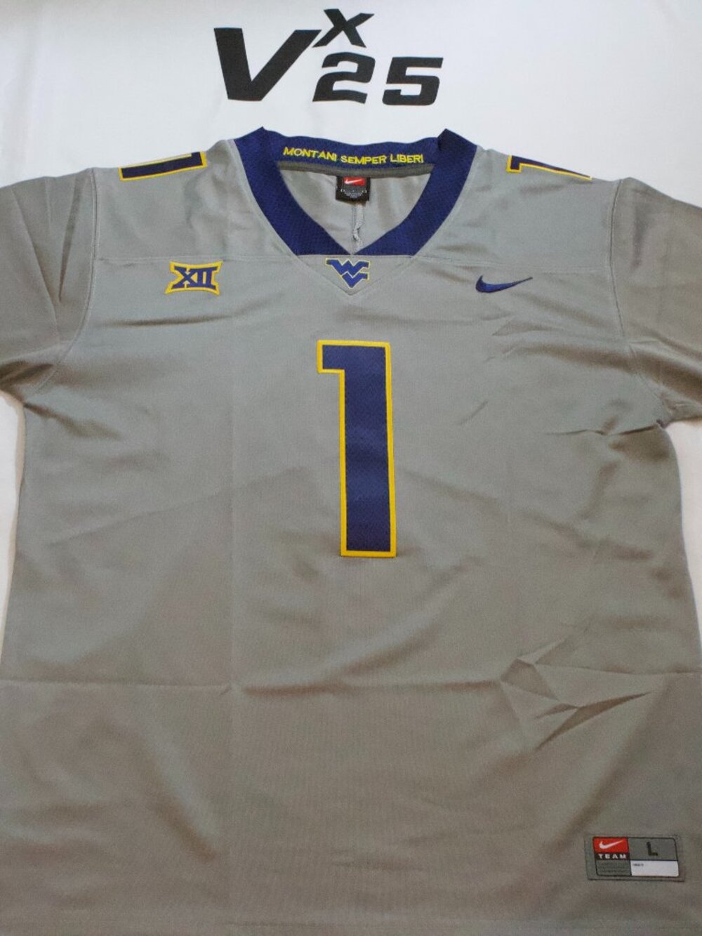 NEW Men's Nike West Virginia Mountaineers Tavon Austin Throwback Grey Jersey Lg